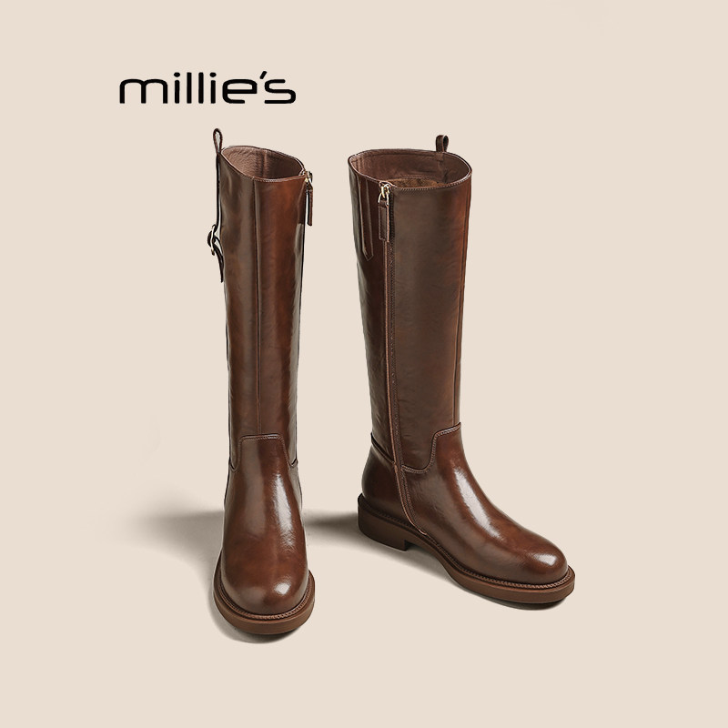 MILLIE'S/妙丽秋冬季长靴加绒保暖过膝靴弹力瘦瘦靴子女骑士靴Q,女鞋,时装靴,淘宝优惠券,粉丝福利购,淘宝优惠卷