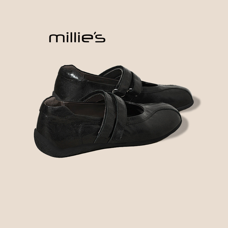 MILLIE'S妙丽真皮玛丽珍鞋女平底魔术贴百搭小皮鞋通勤风女鞋Z,女鞋,婚鞋,淘宝优惠券,粉丝福利购,淘宝优惠卷