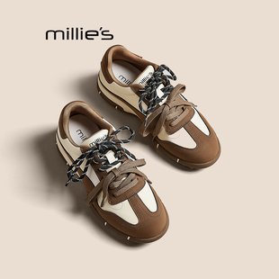 女秋季 时尚 美拉德休闲运动鞋 MILLIE 华夫鞋 妙丽复古德训鞋 韩版
