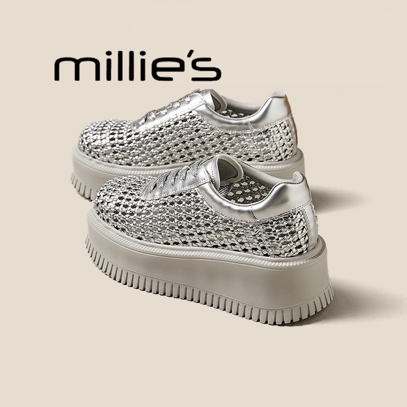 MILLIE'S/妙丽真皮小白鞋女婚鞋