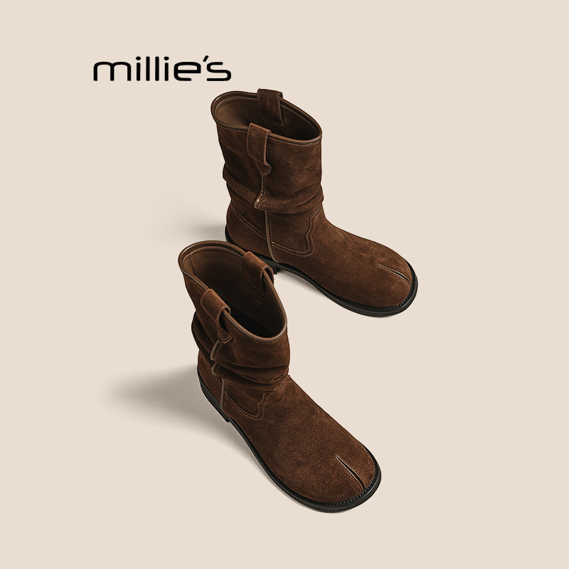 MILLIE'S妙丽真皮休闲短靴巨好看