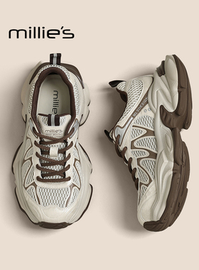 MILLIE'S/妙丽紫色厚底老爹鞋女2025新款秋季软底时尚休闲运动鞋