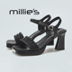 女夏季 MILLIE 粗跟新款 小个子增高配裙子绝美高跟凉鞋 妙丽法式