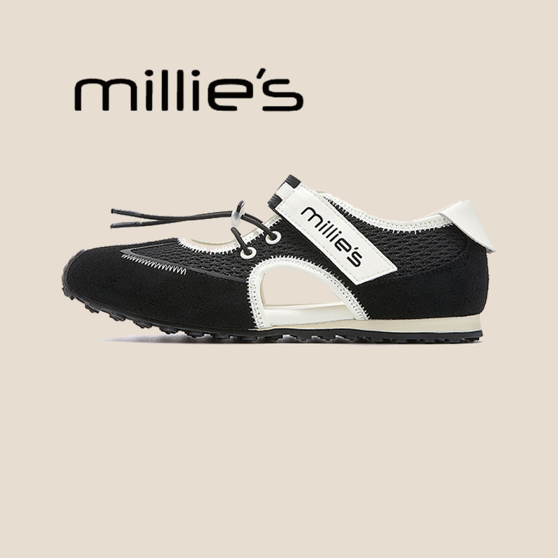 MILLIE'S/妙丽机能芭蕾舞鞋女2025夏款镂空单鞋魔术贴平底休闲鞋,女鞋,休闲凉鞋,淘宝优惠券,粉丝福利购,淘宝优惠卷