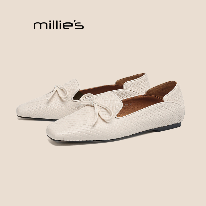 妙丽蝴蝶结软羊皮尖头单鞋巨好看