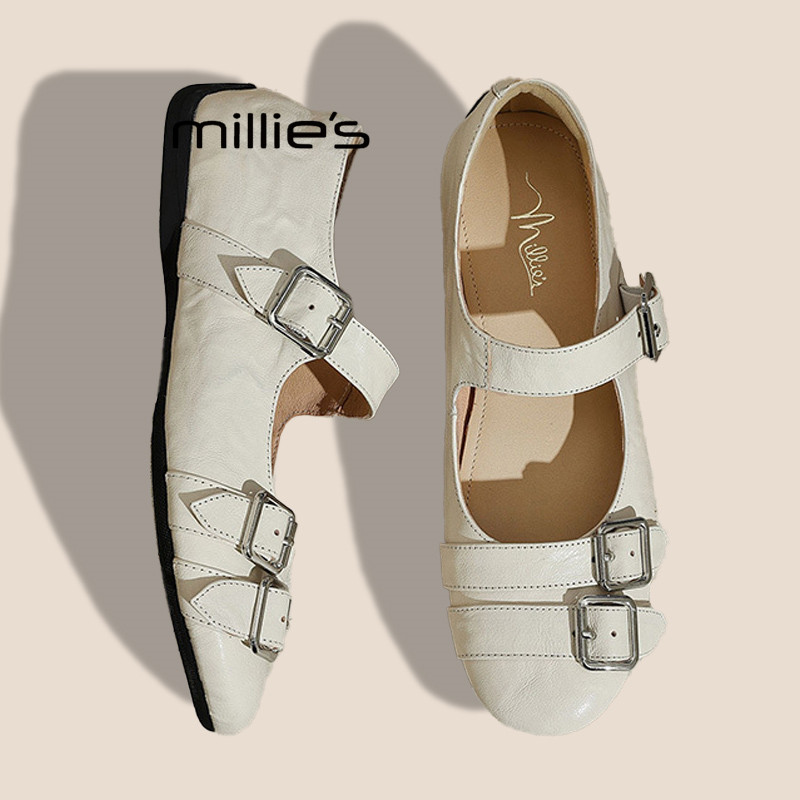 MILLIE'S/妙丽浅口玛丽珍小皮鞋女复古勃肯鞋皮带扣平底乐福鞋春,女鞋,浅口单鞋,淘宝优惠券,粉丝福利购,淘宝优惠卷