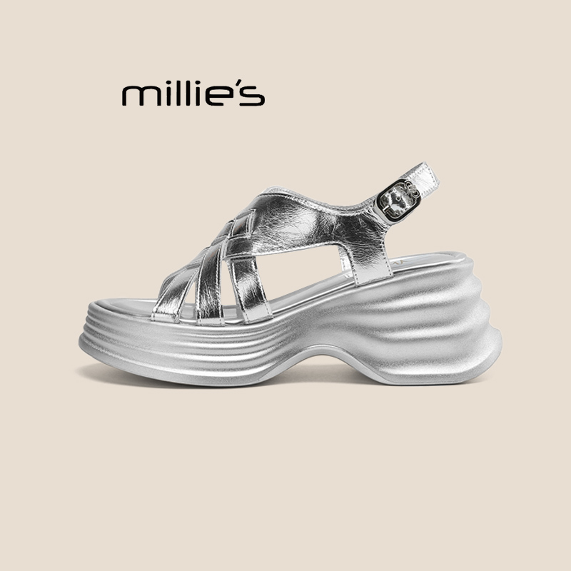 MILLIE'S/妙丽真皮高跟凉鞋女