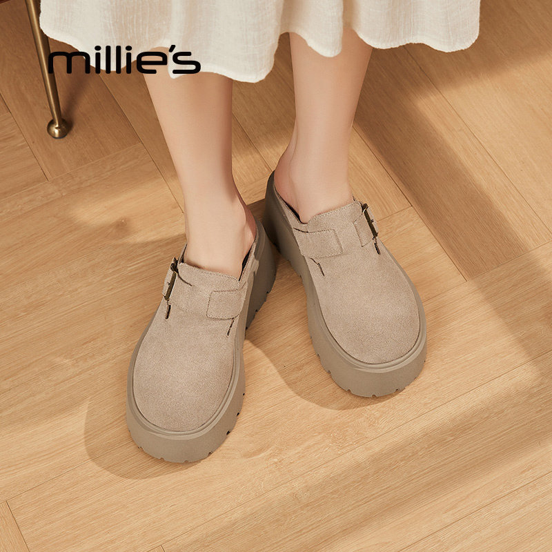 2025春季新款厚底增高包头半拖鞋