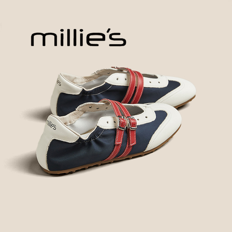 MILLIE'S/妙丽芭蕾风拼色单鞋