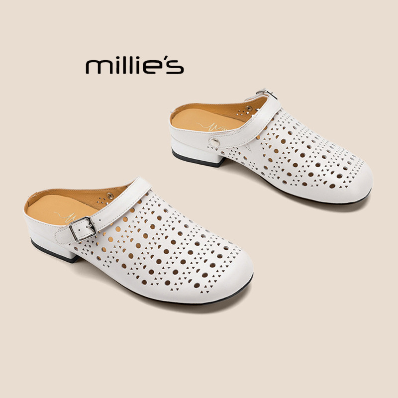 MILLIE'S/妙丽包头半拖鞋女2025夏季外穿爆款百搭超火绝美凉拖鞋P