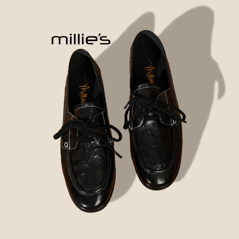 MILLIE'S/妙丽2026夏季新款系带粗跟不累脚复古法式单鞋,女鞋,浅口单鞋,淘宝优惠券,粉丝福利购,淘宝优惠卷