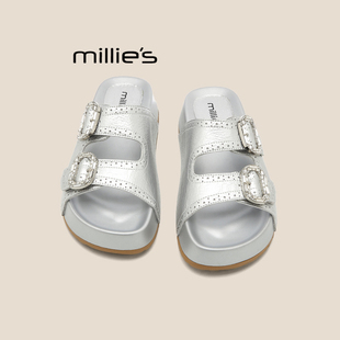 MILLIE'S/妙丽厚底拖鞋女2026夏款高级感绝美外穿配裙子勃肯凉拖