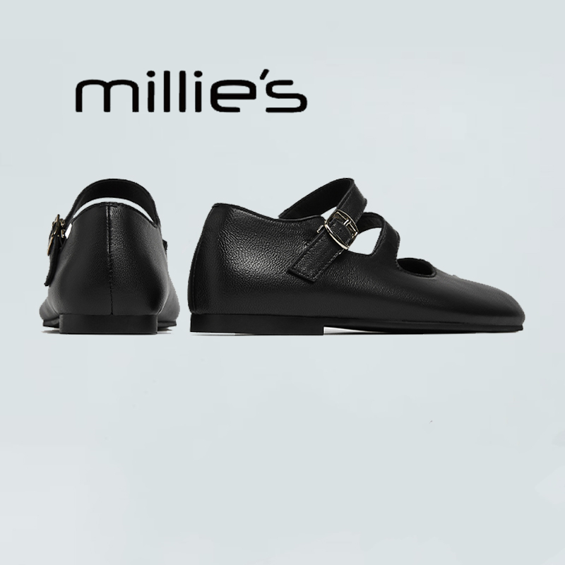 MILLIE'S/妙丽真皮平底凉鞋女
