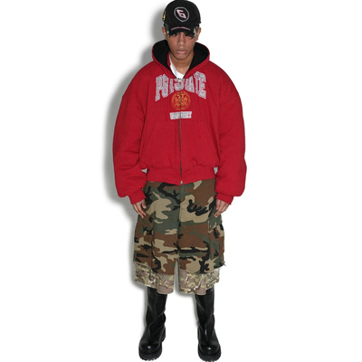 HA7MS 25SS限量复古迷彩假两件做旧破坏七分裤宽松街头情侣夏季新