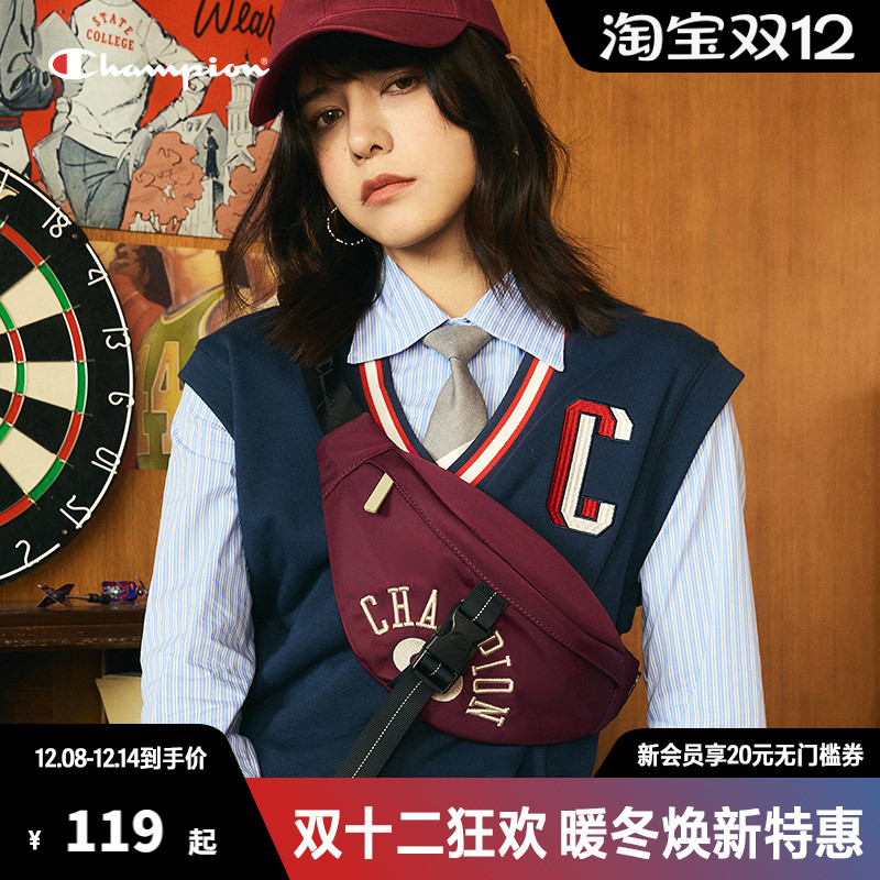 Champion冠军斜挎包学院风帆布包