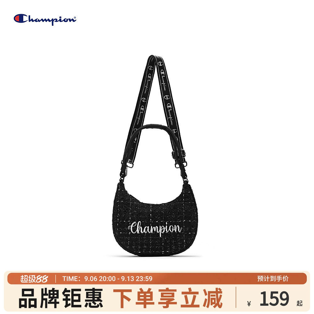 Champion冠军官方月牙包女腋下包纯色刺绣字母单肩斜挎背式两用包
