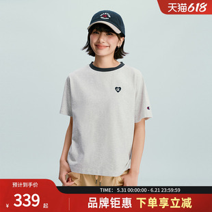 Champion冠军26夏季新款女款短袖T恤纯棉经典休闲风圆领套头