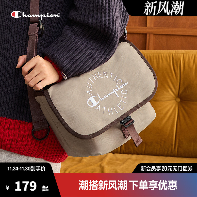 Champion冠军斜挎包双面背2025春季新款女包邮差包单肩包潮流男包