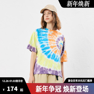 Logo上衣男女纯棉圆领舒适T恤衬衫 Champion冠军短袖 扎染刺绣小C