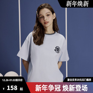 休闲简约透气上衣 撞色纯棉圆领短袖 Champion冠军T恤女25夏季 新款