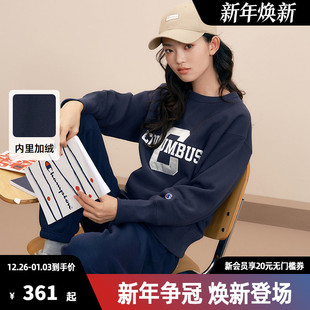 Champion冠军圆领卫衣男美式 百搭宽松上衣女 潮流字母印花休闲时尚