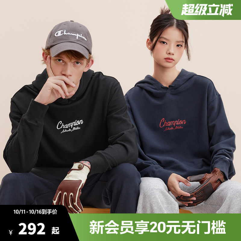 Champion冠军卫衣女2025秋季新款情侣印花logo休闲连帽套头上衣男