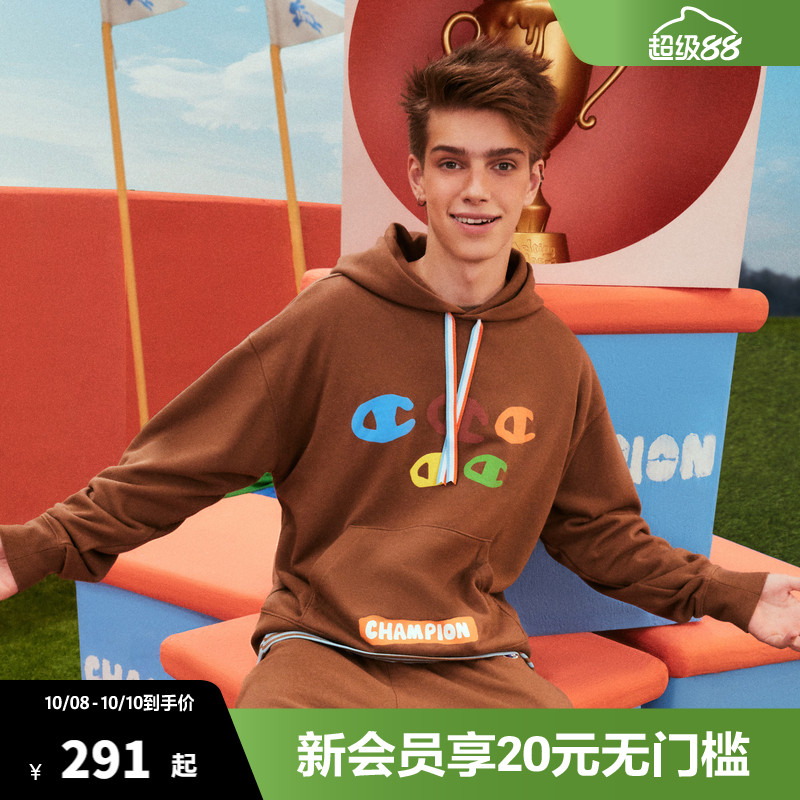 Melting sadness联名Champion冠军连帽卫衣潮流卡通字母保暖长袖