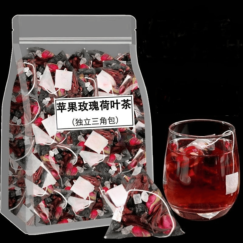 苹果玫瑰荷叶茶夏季苹果玫瑰荷叶茶决明子茶独 立三角包营养冲泡