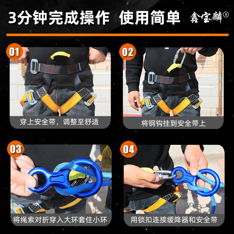 高空作业安全绳家用钢丝芯救生尼龙绳子户外登山绳绳索国标救援