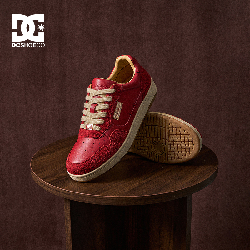DC SHOES MOIRE CAS 2025冬季新款红色板鞋男老钱风头层牛皮男鞋