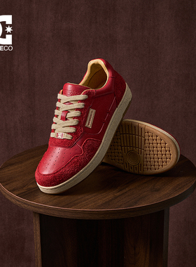 DC SHOES MOIRE CAS 2025冬季新款红色男鞋老钱风真皮休闲板鞋男
