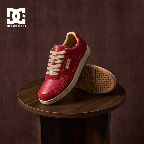 DC SHOES MOIRE CAS 2025冬季新款红色男鞋老钱风真皮休闲板鞋男