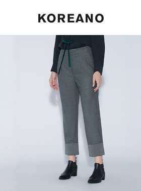 【KOREANO】冬季鲸落灰色倒褶直筒裤  KY4240(JUN)A