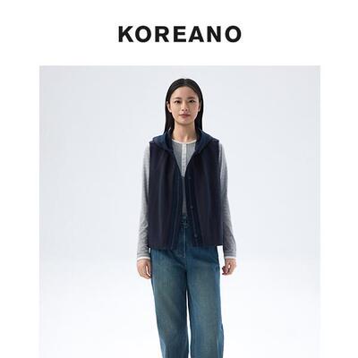 【KOREANO】春秋青黛蓝连帽马甲  JT6323(JUN)