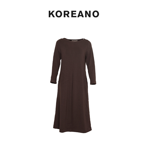 【KOREANO】春秋烟棕色长款连衣裙  LT6208(BUN)
