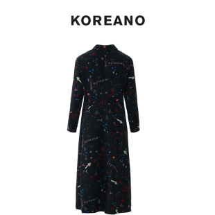 LW4216 春秋手绘涂鸦印花连衣裙 KOREANO