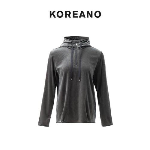 【KOREANO】冬季珠光灰色连帽H型T恤  TT5594(JUN)