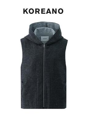 【KOREANO】冬季鲸落灰羊毛彩点连帽马甲  JM2890(UN)