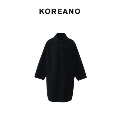 【KOREANO】冬季黑蓝色双面羊毛廓形双面穿大衣 【H】FY5615(JUN)