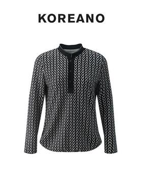 【KOREANO】冬季陨石黑几何V型针织套头衬衫  CT3749(UN)