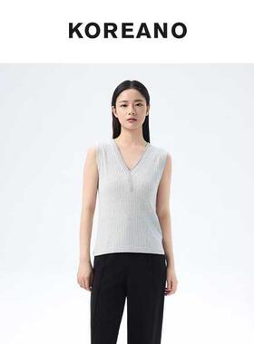 【KOREANO】春秋浅灰色无袖羊毛针织衫  BY9105(BUN)G