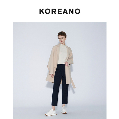 【KOREANO】冬季奶咖色廓形一粒扣羊毛毛呢西服翻领外套  FY4118