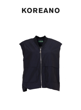 【KOREANO】春秋静谧蓝色宽松箱型马甲  JW46091(JUN)