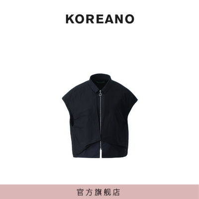 【KOREANO】春秋炭黑色机能风宽松马甲  JW46129(JUN)