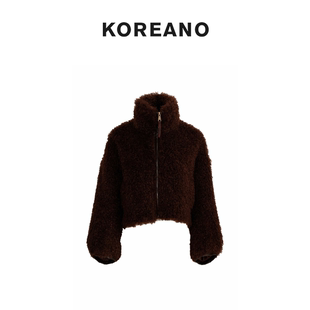 巧克力棕色立领外套 冬季 SW9029 JUN KOREANO