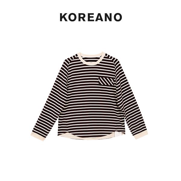 【KOREANO】冬季花青蓝玉石白针织条纹T恤  TT5683(JUN)