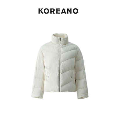 【KOREANO】冬季玉石白肌理条纹短款面包羽绒服  YS5711(JUN)