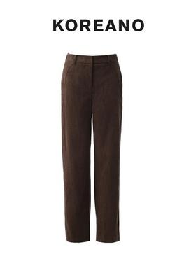 【KOREANO】冬季橘烟色经典条绒宽松直通裤  KW5589(JUN)B