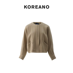 KOREANO SY5617 冬季 驼色圆领廓形短上衣 JUN 经典