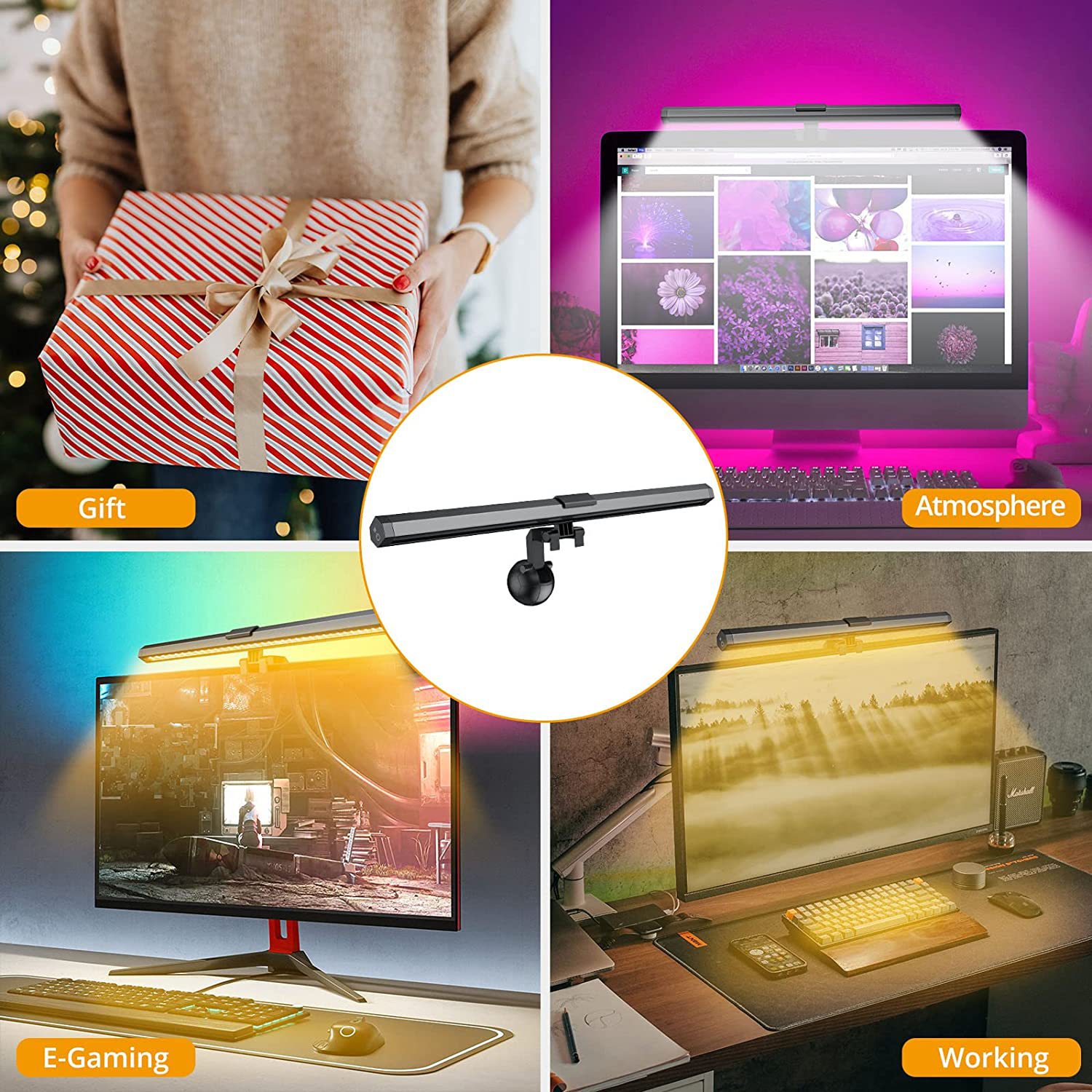 跑马屏幕灯 电脑挂灯 显示器挂灯 RGB幻彩灯七彩氛围电脑灯led